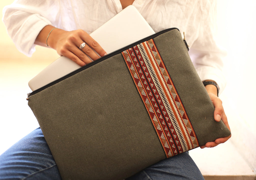 Handmade Bedouin-Inspired Embroidered Laptop Bag