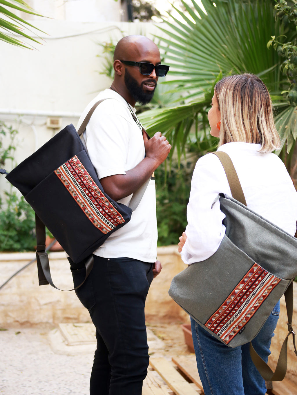 Unisex Handmade Embroidered 2-Way Backpack