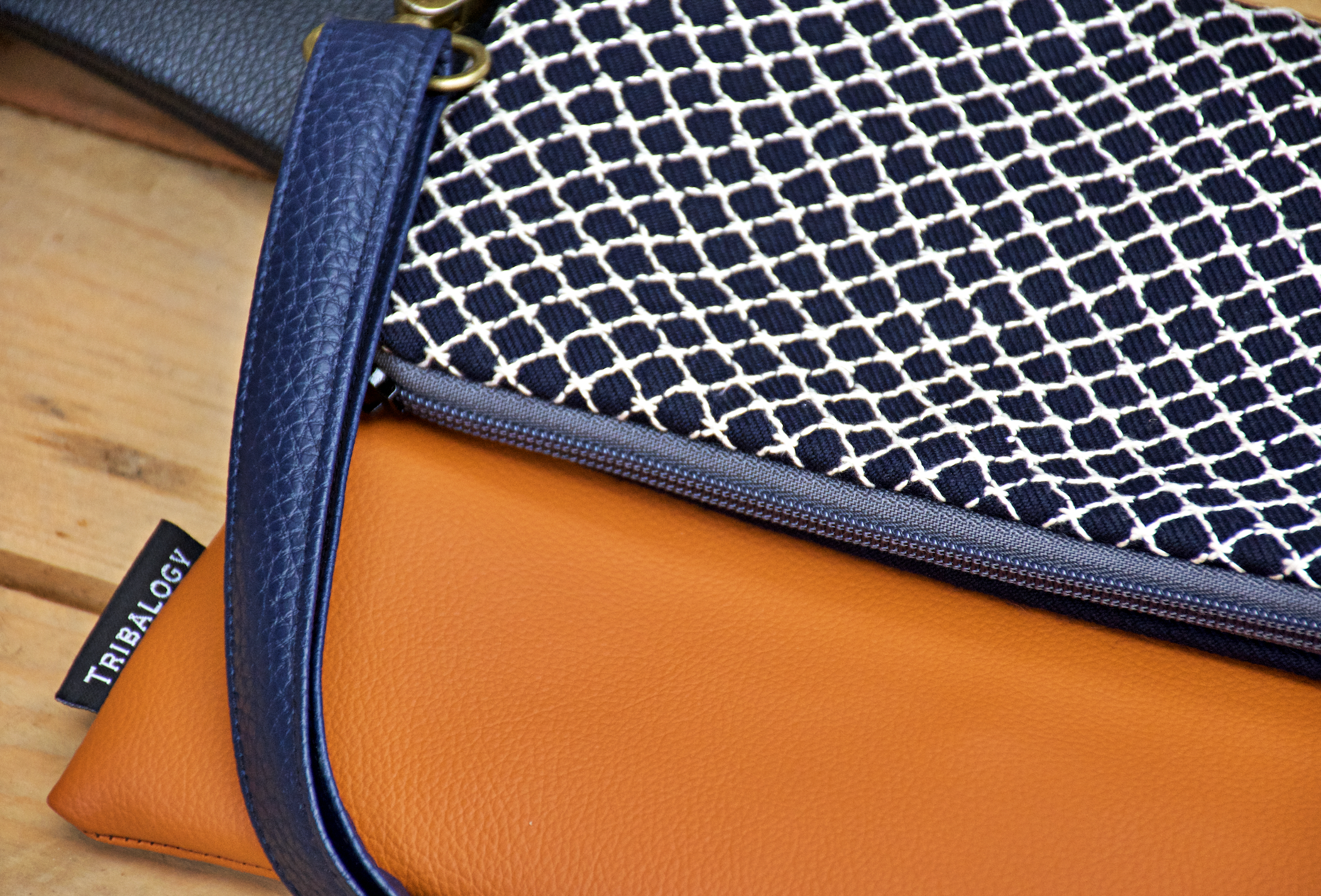 Handmade Sashiko-Inspired 2-Way Bag