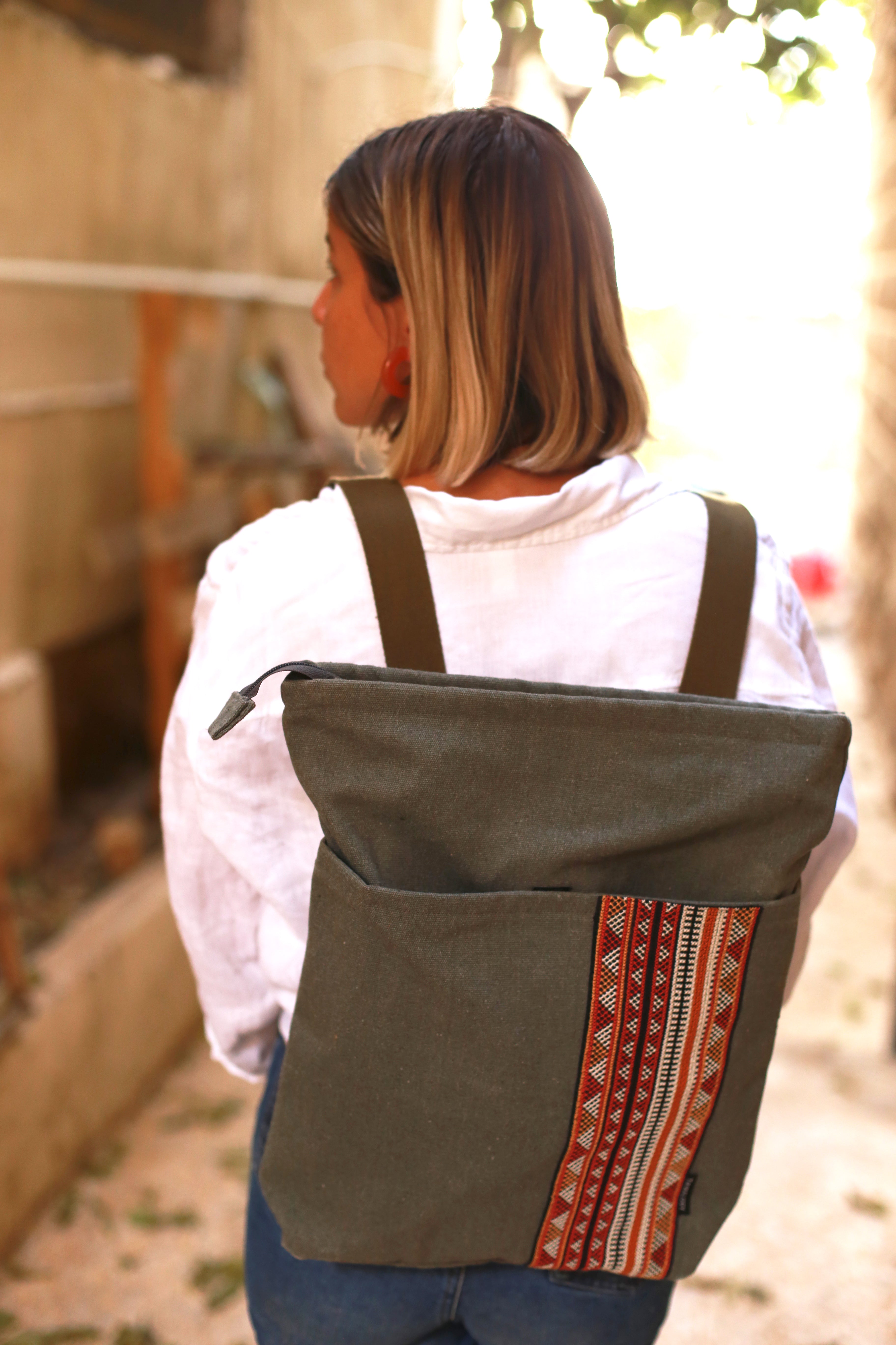Unisex Handmade Embroidered 2-Way Backpack