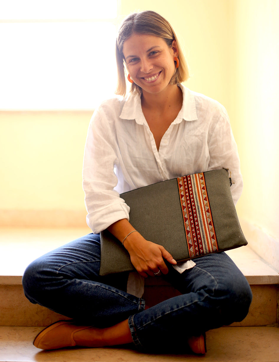 Handmade Bedouin-Inspired Embroidered Laptop Bag