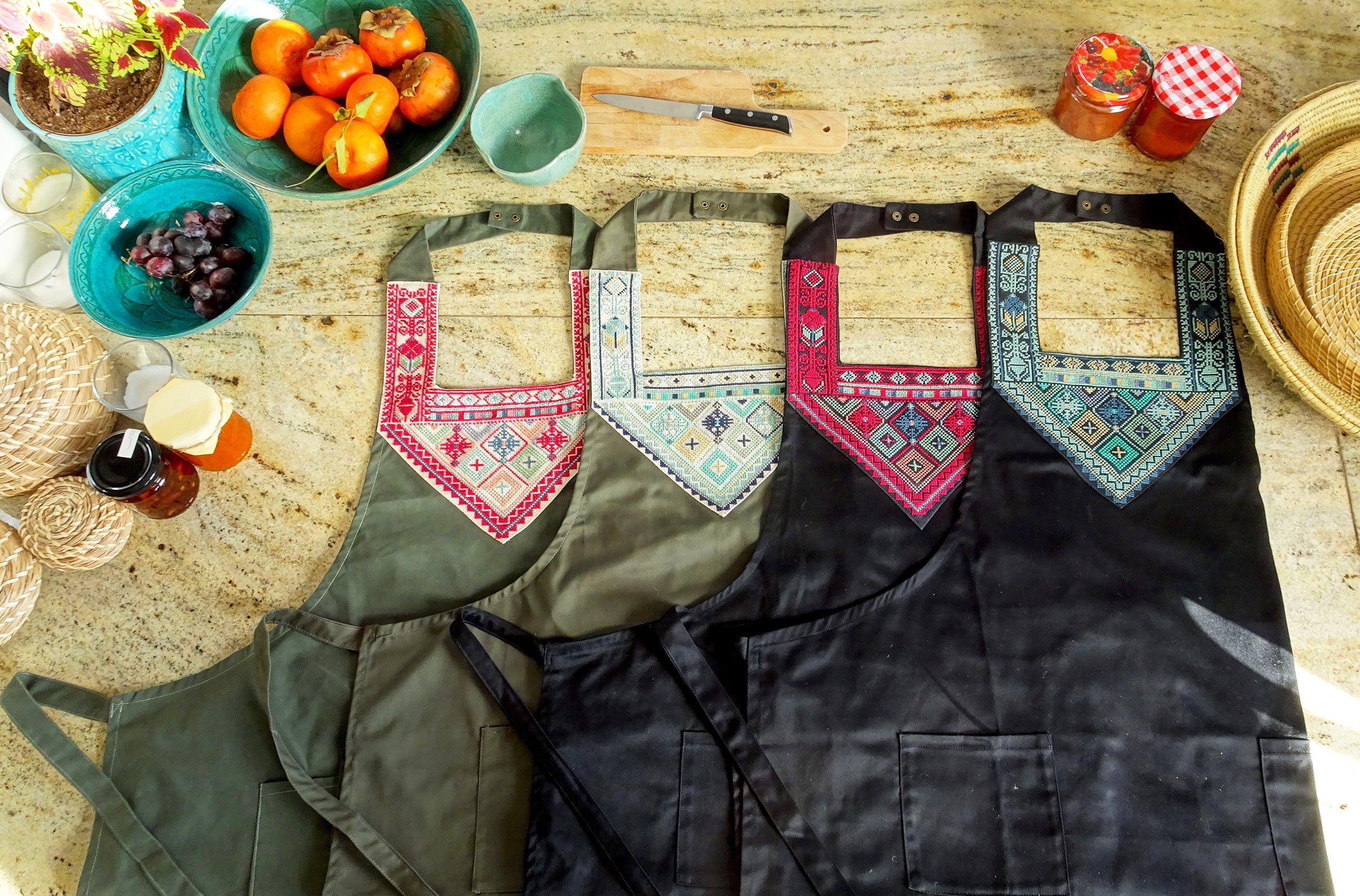Handmade Palestinian Tatreez Embroidered Apron